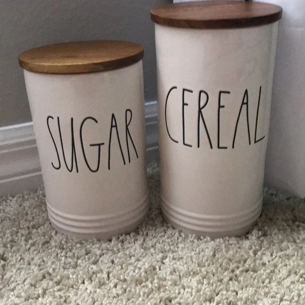 NWT RAE DUNN SUGAR & CEREAL CANISTER Cellar Wood